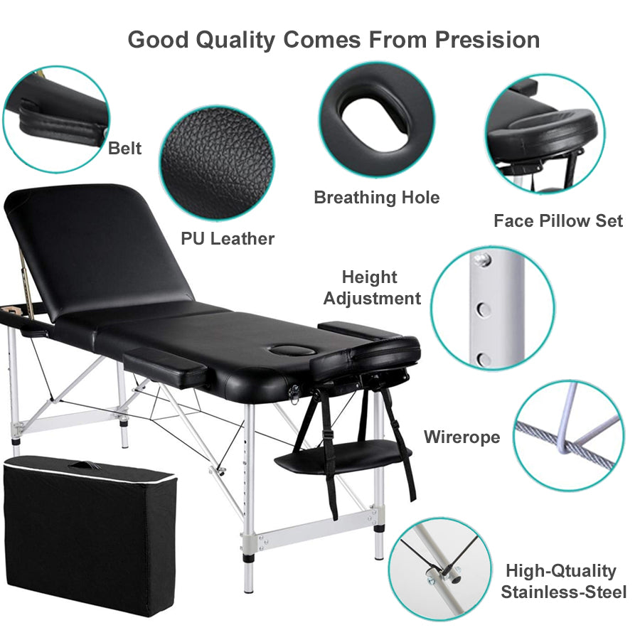 Tattoo Table Bed Strong Aluminium 250 Kg Capacity 3-Fold(Rs.500 Shipping Included)