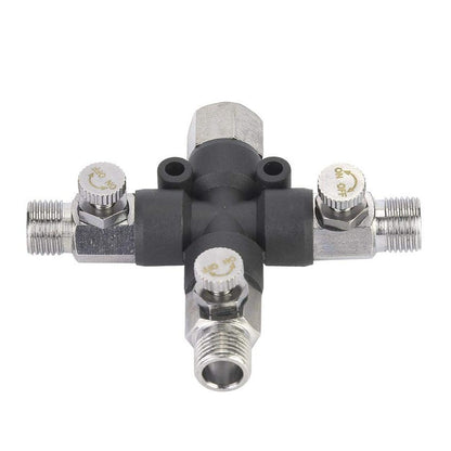 Tee Connector with 1/8" Three Way Adjustable Metal Airbrush