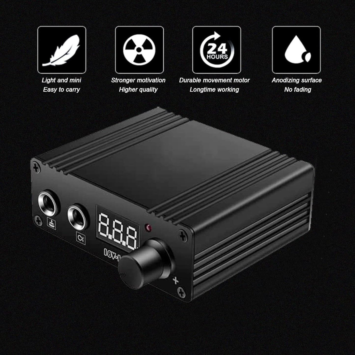 Mini Tattoo Power Supply Box Dual Digital Real-Time Display Adjustable