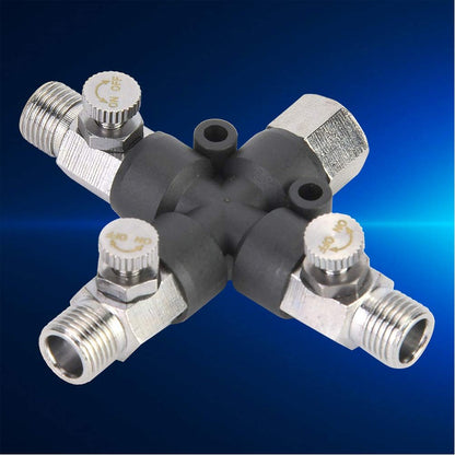 Tee Connector with 1/8" Three Way Adjustable Metal Airbrush