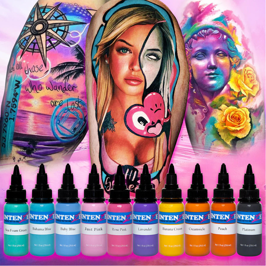 Intenze Pastel Tattoo Ink Set Pack of 10Pcs