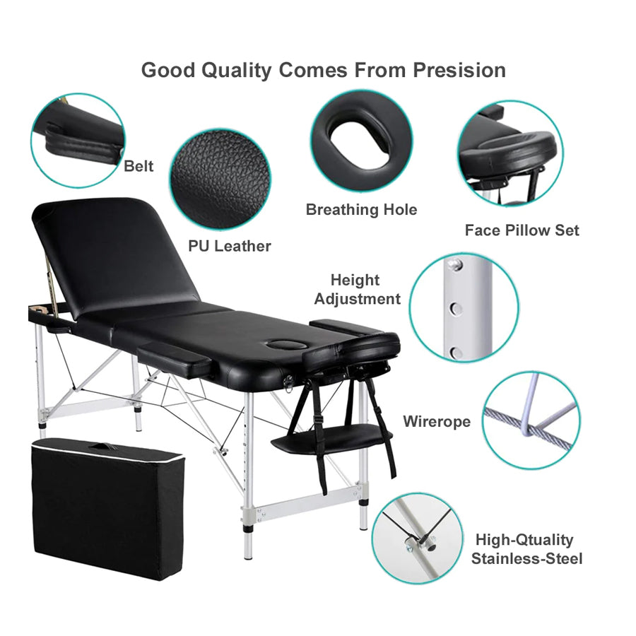 portable tattoo spa massage table bed aluminium 3 fold 2