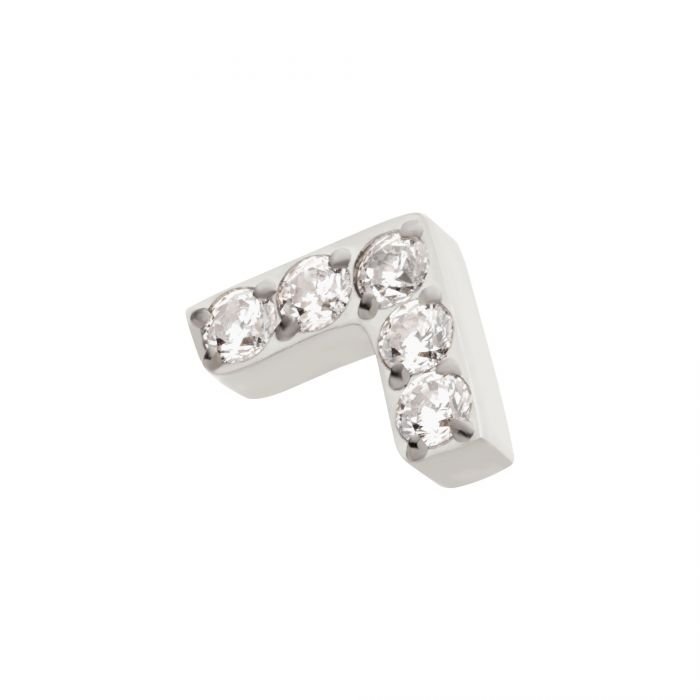 Titanium Push In 5 Prong Set Round CZ V Shape Threadless